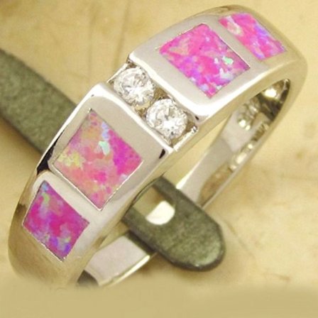 Silver RING Ängel Rosa Brand Opal