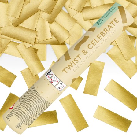 Konfettikanon Rektangulär Guld 20 cm