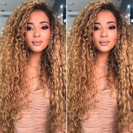 Åndbar Gradientfarvet Krøllet Hår Realistisk Paryk til Kvinder