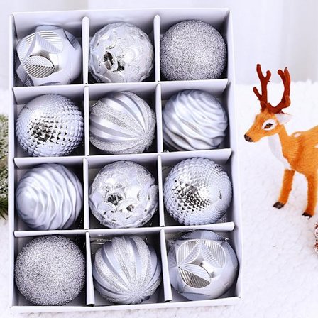 12 stk. julepynt julekugler 6 cm diameter juletræspynt hængende kugler