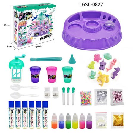 DIY Slime-kit - Inkluderar glitter, pulver och diverse tillbehör, speciellt designad för barn.