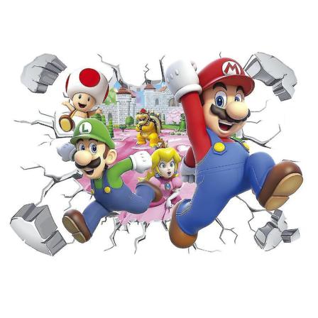 Mario Cartoon Broken Wall Pvc Väggdekal Rolig 3d Vägg