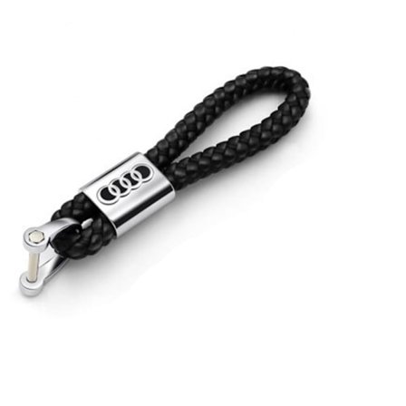 2 × Audi Flettet skinn nøkkelring Svart one size