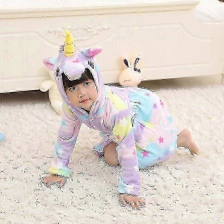 Søt enhjørning badekåpe med hette for barn gutter jenter, nattøy morgenkåpe for alderen 3-10 år