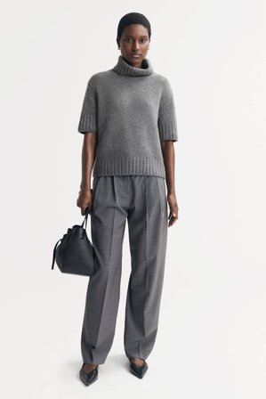 Soft Goat - Short Sleeve Turtleneck - XL - Grey