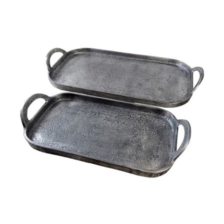 Aluminium bakkesæt, 46x23cm, sølv antik finish