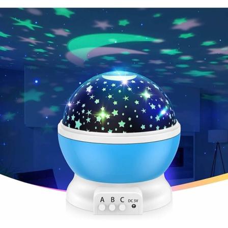 Stjernehimmel projektion atmosfære roterende sfærisk lys led (stjerne måne blå base),
