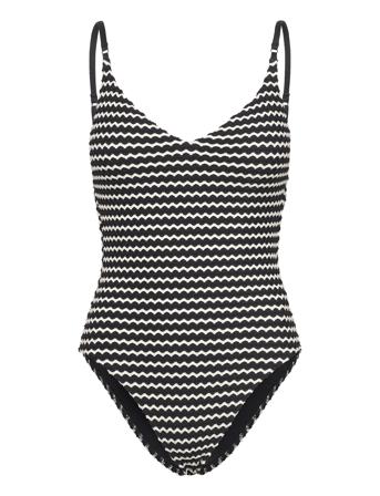 Mesh Effect V Neck Piece Black Seafolly
