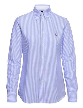 Striped Knit Oxford Shirt Tops Shirts Long-sleeved Blue Polo Ralph Lauren