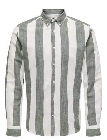 Onsarlo Slim Ls Stripe Hrb Linen Shirt White ONLY & SONS