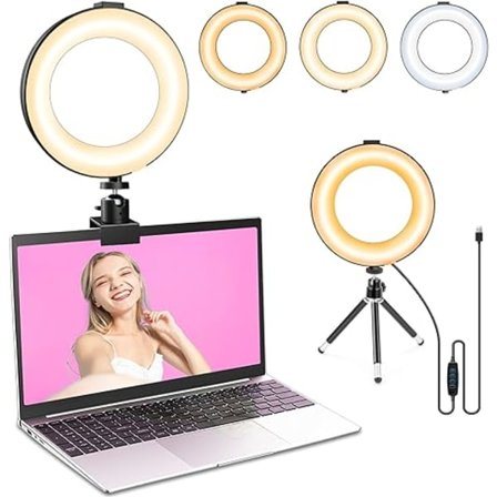 6,3'' Ring Light til bærbar computer, videokonferencebelysningssæt, Tripo