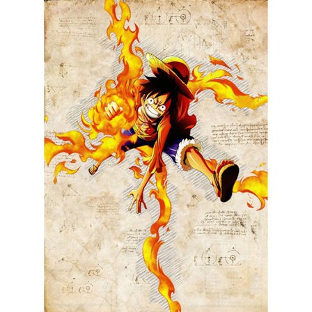 A3 Print - One Piece - Luffy Fire