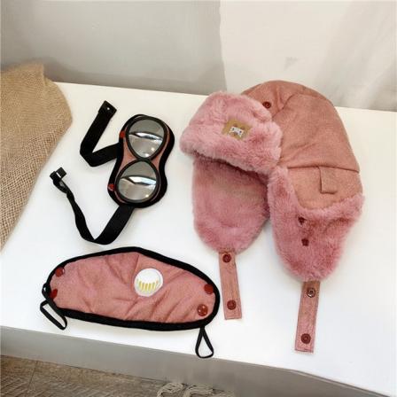 Baby Pojkar Flick Mössa Barn Barn Öronlapp Muff Vinter Varm Plysch Cap Utomhus Lei Feng Cap Beanie Aviator-hatt rosa