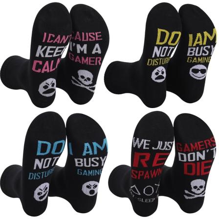 Im Gaming Socks Funny Gamer Gaver I Rørstrømper, 4 Par