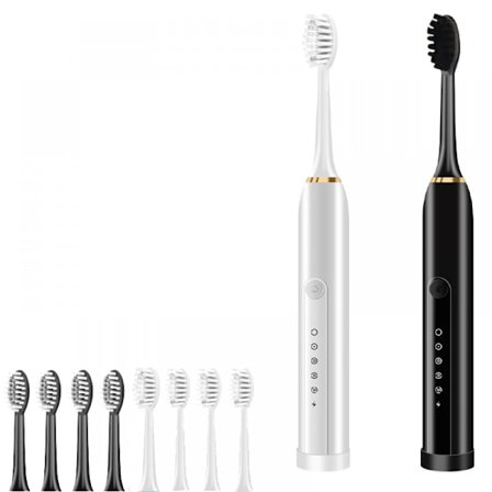 Laddningsbar Elektrisk Tandborste, 2-pack, med 6 Ersättningshuvuden