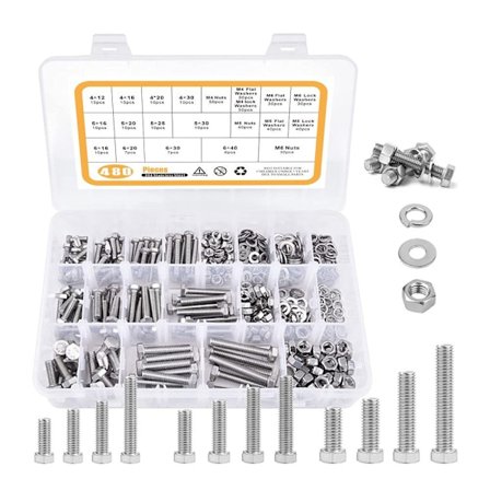 480 STK metrisk bolt sortiment sekskantede skruer Bolt møtrikker
