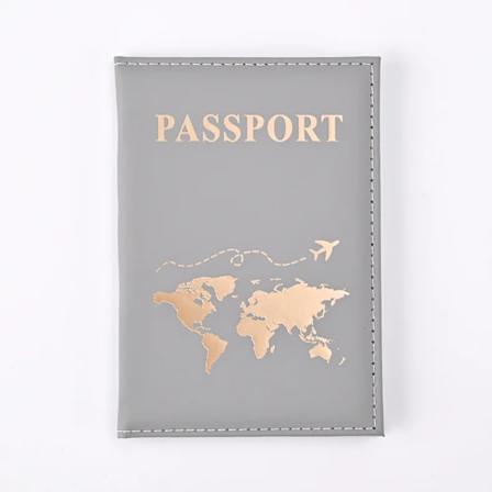 PU Passstempelholder Kortmønster Billetter Pascovers Rejsepas Beskyttende Cover ID Kreditkort Holder Rejsetilbehør Gray