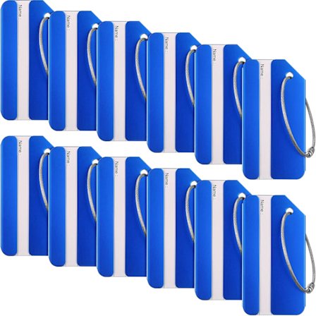 12 stk. bagagemærker, visitkortholder, aluminium, metal, rejse-ID-mærke til kufferter, rejsetasker, bagageidentifikation