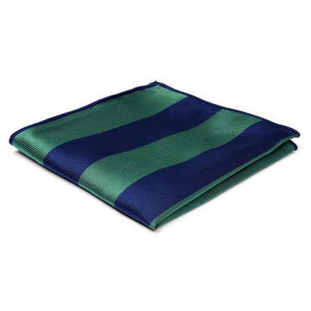 Fazzoletto da taschino in seta blu e verde con fantasia a righe per uomini - Fazzoletti da taschino fantasia