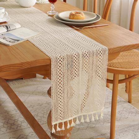 30*180cm Bohemsk beige bordløper, vintage gårdshus Bohemsk