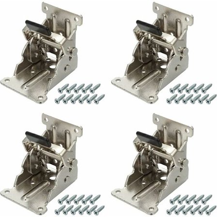 4-pak selvlåsende foldbare hængsler, metalplade foldbare konsolforlængerlåse, foldbare benbeslag til bord seng sofa foldbare ben - sølv
