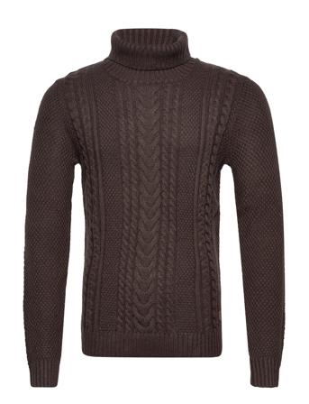 Jjcraig Knit Roll Neck Pre Brown Jack & J S