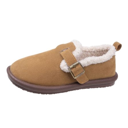 Plys Damesko til Efterår og Vinter - Mode, blød sål, skridsikker, fleeceforet, varme, bomuldsforede, plus størrelse, Bogen sko Camel farve