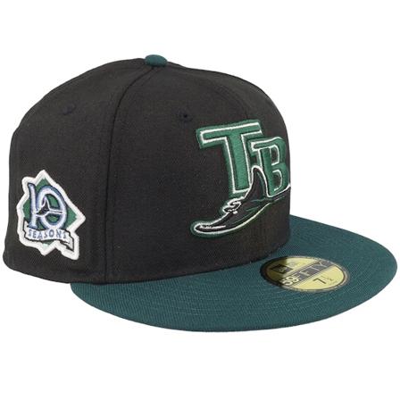 New Era - Tampa Bay Rays Asteroid 59FIFTY Black/Dark Green Fitted Fitted Black Cap - MLB @ Hatstore