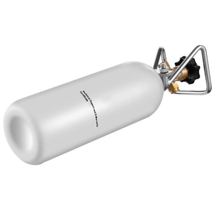 CO2-flaska-Duoku- 2 kg- Legerat Stål med Grå Sprutlackering- DIN 477 Ventil- Handtag och Justerbart Tryck