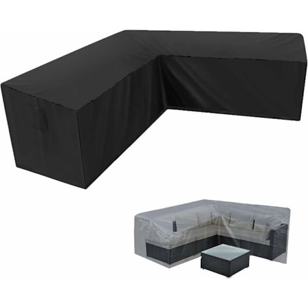 Havemøbelsofa hjørnebetræk vandtæt 210D Oxford støvtæt betræk til havemøbler L-formet hjørnesofa betræk (215*215*87cm)
