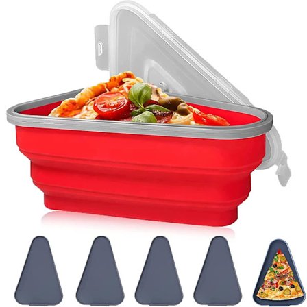 Pizza Opbevaringsbeholder - Genanvendelig Pizza Beholder Med 5 Mikrobølgebakker, Pladsbesparende Pizza Beholder