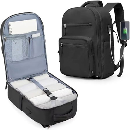 Kabinekufferter Til Rejser, Carry On Rygsæk Til Kvinder Mænd, Bagage Vandreture Arbejdsrygsæk Sort