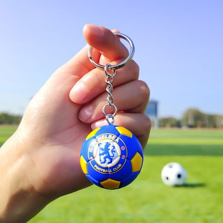 PVC nøkkelring med mini fotball, Tyskland 2024 Europacup klubbmerke flagg Manchester City Real Madrid-FX-