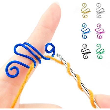 6 st Handgjorda Virkade Ringar, Justerbara Virkningsringar för Stickning och Virkning, Virkningsgåva för Stickälskare