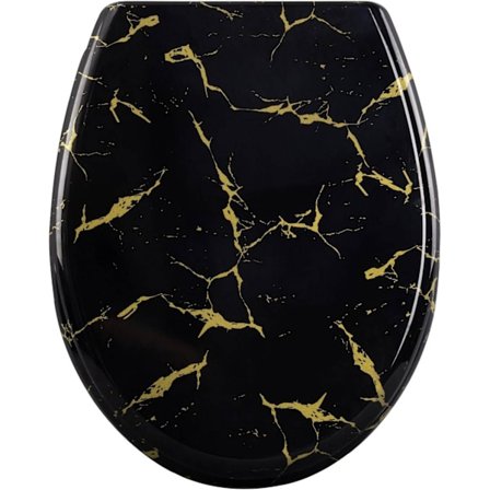 Rootz Soft Close wc-istuin - Soikea O-muotoinen wc-kansi - Duroplast - Gold Glitter - 37,1 cm x 45,5 cm - Hiljainen sulkeminen - Kapasiteetti 175 kg