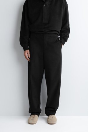 COS Men's Pantaloni In Misto Lana Dal Taglio Barrel in Nero