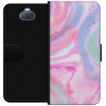 Kompatibel Tegnebogsetui til Sony Sony Xperia 10 Abstrakt pastelfarvet marmor kunst med flydende akryl effekt i lyserød, blå og grøn til moderne in