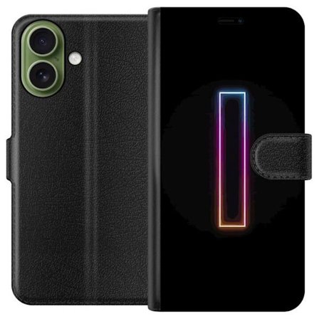 Kompatibel Tegnebogsetui til Apple Apple iPhone 17 Minimalistisk neonbogstav I i regnbuefarver mod mørk baggrund