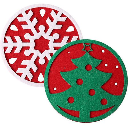 Jule coasters snefnug juletræ trykte te- og kaffecoasters glad spisebord