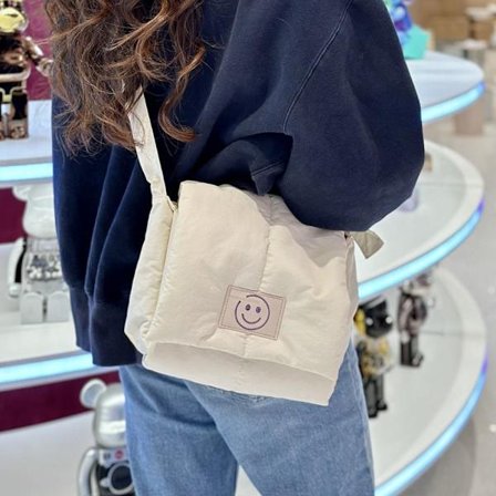 Dun bomullsveske Messenger Bag Crossbody Bag HVIT