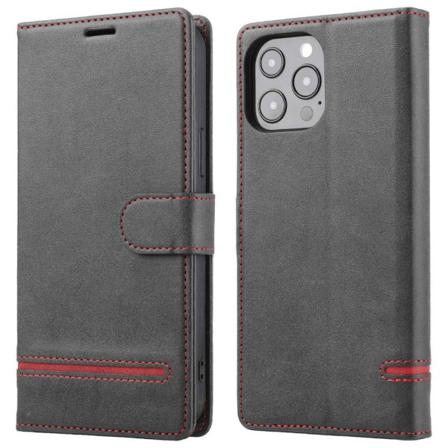 Iphone 14 Pro Splicing Pu Leather + Tpu Fodral - Svart Black