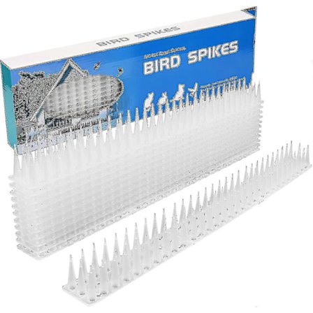5 meter duespikes, 3 rækker plastik dueafvisende fugleafvisende krageafviser katteafviser til altan, hegn og tag - pakke med 12 (hvid)