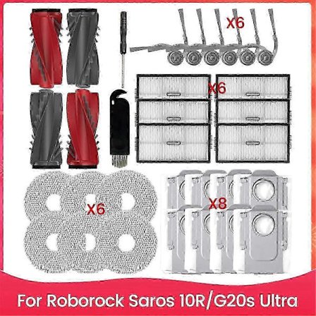 Udskiftningssæt tilbehør kompatibelt med Roborock Saros 10R, robotstøvsuger