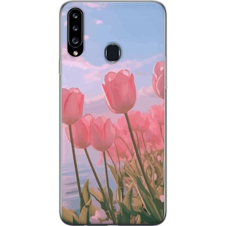 Mobilskal till Samsung Galaxy A20s med Rosa Tulpaner