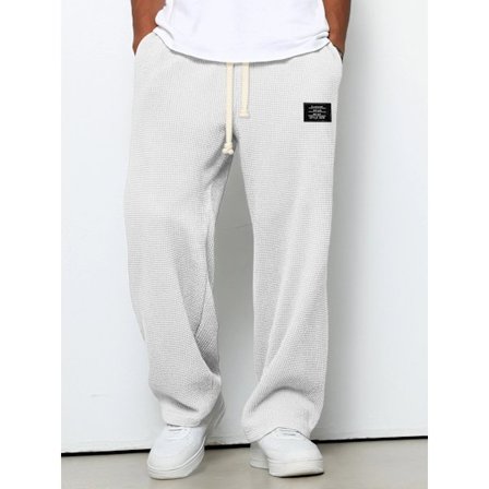 Løse rette ben treningsbukser for menn, vide sportsbukser for vår og høst
