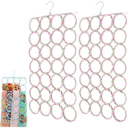 Skjerfhenger 2 stk, Multifunksjonell skjerfhenger, Rot-organisator, 28 ring skjerf slips stropper, Oppbevaring hengende, Hijab slips organisator