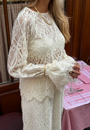 Emelie Olson X Bubbleroom Lace Bow Blouse Cream S