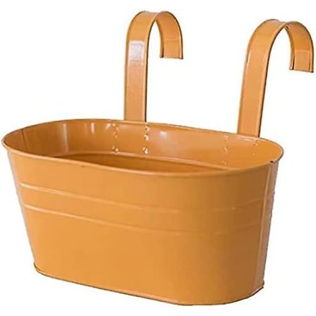 Metallhengende blomsterpotter, avtakbar krok, balkong eller hagepotte (27 X 21 X 14,5 cm) Oransje