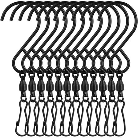 (Svart) 12-pack Swivel Hooks Clips Vind Spinner S Hook Clips Häng