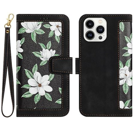 Pu Läder Case Fodral För Iphone 14 Pro, Korthållare Mönster Utskrift Telefon Cover